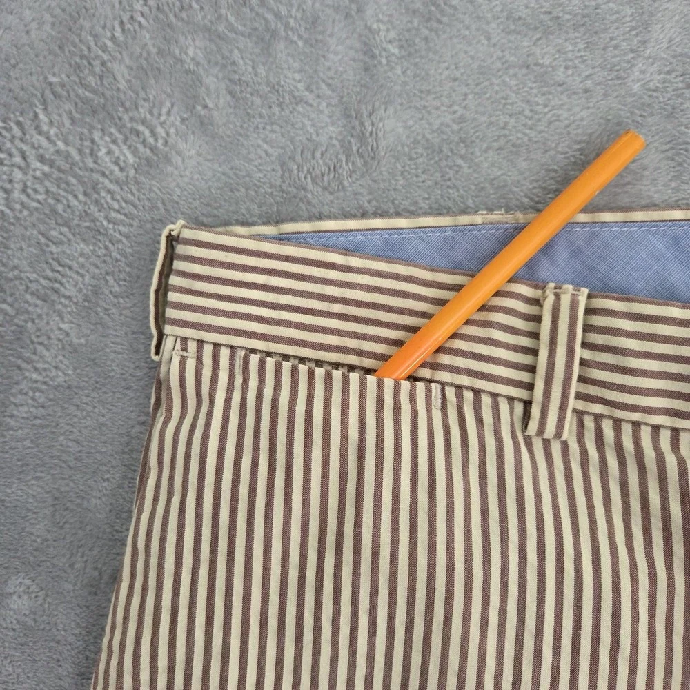 Polo Ralph Lauren 381 Bleeker Seersucker Shorts Men 35 Brown Striped Classic Fit